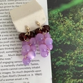 Elegant purple and maroon resin grape cluster stud earrings with silver needles. - Red-Purple