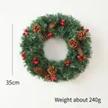 Christmas wreath with pine needles, cones and red berries, 35cm diameter and 240g weight - 35cm / Pine Cone Style