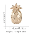 Golden pineapple brooch in alloy with embossed grid texture and size specifications - Gold Embossed Pineapple