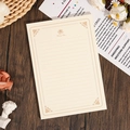 Lined beige writing paper with rose logo and vintage patterns on dark wood - 100pcs A5 Gold Rose Writing Paper / Yellow