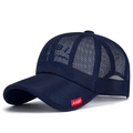Dunkelblaue atmungsaktive Mesh-Baseballkappe mit Bergstickerei und verstellbarem Riemen - Marineblau