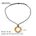 Collana minimalista in acciaio inossidabile oro 18k con ciondolo tondo e cordino nero - Diametro del pendente 4,04 cm / Oro
