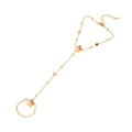 Golden flower bracelet-ring chain with colorful enamel floral charms and cubic zirconia - 2# Ring Bracelet Integrated Chain