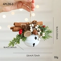 White metal Christmas bell with pine cones, cinnamon sticks, and red berries hanging decor - White Cinnamon Pine Branch Bell