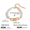 18k gold plated stainless steel bracelet with white irregular pearls and lobster clasp - Gold Pearl Bracelet JDB0103016