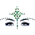Green and blue iridescent face jewels and rhinestone sticker set for forehead and eyes - Blue-Green Iridescent Style (L0626)