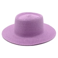Detailed top view of purple woven straw boater hat with fine spiral texture and flat brim - M (56-58cm) / Taro Purple
