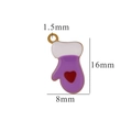 Purple stainless steel Christmas glove pendant with red heart and white cuff detail - Purple Heart Glove