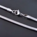 Polished silver stainless steel snake chain necklace with lobster clasp on black background - 4.2mm / Soft Snake/welded Snake Head / 40CM