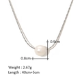 Detailed close-up of a 0.8cm white pearl necklace with stainless steel chain dimensions - 18K Gold / Silver (HF-X2355-S)