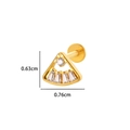 Gold fan-shaped titanium stud with zircons measuring 0.63cm by 0.76cm for cartilage - 6# Fan Shape Design (Gold)