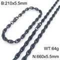 Set de cadena morro de cerdo en acero negro con pulsera 210mm y collar de 660mm - Pulsera / Negro