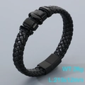 Bracciale da uomo in pelle nera intrecciata con chiusura magnetica e lunghezza 210mm - Nero (KB205308-JR)