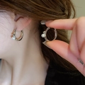 Minimalist silver hoop earrings featuring a single white pearl for an elegant look - 80# Ear Buckle - Silver With Pearl