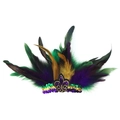 Mardi Gras party mask with purple green gold sequins feathers and fleur-de-lis - Feather Sequin Headband-Purple Green Gold Fleur-de-lis A
