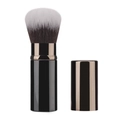 Portable retractable makeup brush in black metal casing with dual-tone soft bristles - Small Mixed Color Round Head