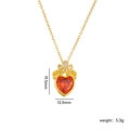Collana in acciaio al titanio con corona rosa e cuore arancione-rosso dorato - Corona Rossa