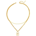 Double-layered 14K gold stainless steel necklace with mother-of-pearl star pendant - Gold Square Style