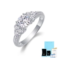 Silver lab-grown diamond engagement ring in S925 with GRA certificate and gift box - US 5 / 1 Carat Moissanite / GRA Certificate + Gift Box Set / Silver