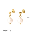 French vintage titanium steel gold stud earrings with natural freshwater pearl pendants - Gold Ball Pearl Pendant Style (YYE023067)