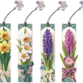 Segnalibri pittura a diamante 5D fai da te con motivi floreali e ciondoli - SQ-149 (Tema Floreale/Ciondolo a Farfalla/Set da 4) / Vari materiali disponibili