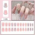 Pink and blue gradient press-on nails with golden fireworks and glitter finish - Pink Blue Gradient Gold Fireworks (Y-295)