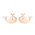 Detailed macro view of cute rose gold whale stud earrings with polished metal finish - Rose Gold