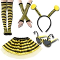 5-piece bee costume set with striped wings headband sunglasses and socks for kids - Style 1 Bee 5-Piece Set