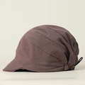 Detail van ademende bruine katoen-linnen baret met verstelbaar elastisch trekkoord - L(58-60cm) / Grijs