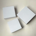 Square white fabric jewelry storage drawer boxes for necklaces and rings shown in three sizes - White Top-Bottom Lid Box