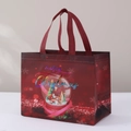 Deep red non-woven Christmas gift bag with snow globe illustration and Merry Christmas text - Christmas Style 3