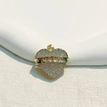 Golden heart pendant with MAMA engraving and clear pavé zircon stones in macro view - MAMA Pavé Heart