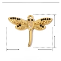 Technical dimensions of gold dragonfly pendant with zircon inlay and stainless steel - YE592-2-Black Wing White Body Dragonfly