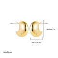 Golden 18K hollow geometric C-shaped stud earrings in 1.8cm polished stainless steel - Geometric Crescent Hoop Earrings (22265_10)