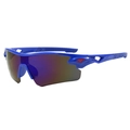 Blue cycling sunglasses with rainbow lens for outdoor sports and UV protection - Blue Frame Blue Lens