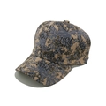 Detailweergave van vintage baseballpet met blauwe en beige bloemen-jacquard - M (56-58cm) / Grijs