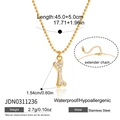 Detail of 18K gold plated bone pendant with crystals and stainless steel bead chain - Pave Crystal Bone Style (JDN0311236)