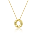 Polished 18K gold plated circle pendant necklace with unique irregular pleated texture - Letter O Necklace Set