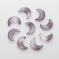 Purple glitter crescent moon glass charms set of nine pieces for DIY jewelry making - Purple White Gradient