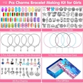112-delige DIY bedelarmband set voor meisjes met kleurrijke kralen en metalen hangers - Met 5 x 16cm Kettingen