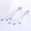 Silver stainless steel tassel earrings with rhinestone studs and hanging chain pendants - Silver Tassel Long Style (Style 3)