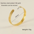 18K gold plated stainless steel resizable cuff bracelet with twisted texture for women - Braided Wheat Texture Style (ZXG667)