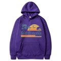 Relaxed fit deep purple hoodie with vintage Gulf Of Mexico Since 1672 beach print - Purple
