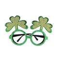 St. Patrick's Day green glitter shamrock glasses with gold double-layered clover accents - Green Yellow Shamrock