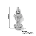 Pendente lettera I in argento con zirconi cubici, 3,0 cm stile hip hop trendy - Pendaglio argento lettera I