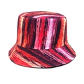 Detail of vibrant rainbow gradient brushstroke pattern on a cotton canvas bucket hat - M (56-58cm) / Artistic Multi-color Abstract Brushstroke Style (11#)