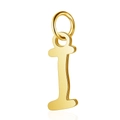 Detailed view of a gold-plated stainless steel letter I pendant with a polished finish - Letter I