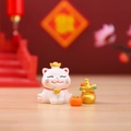 Cute white fortune cat figurine with golden sycee and orange resin desk ornaments - Persimmon Luck Cat (1081-18)