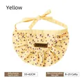 Handmade yellow knitted pet collar with dog floral print and adjustable straps - Dog Print / Yellow