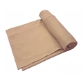 Close-up of neatly folded soft beige milk silk turban wrap with smooth texture - Beige